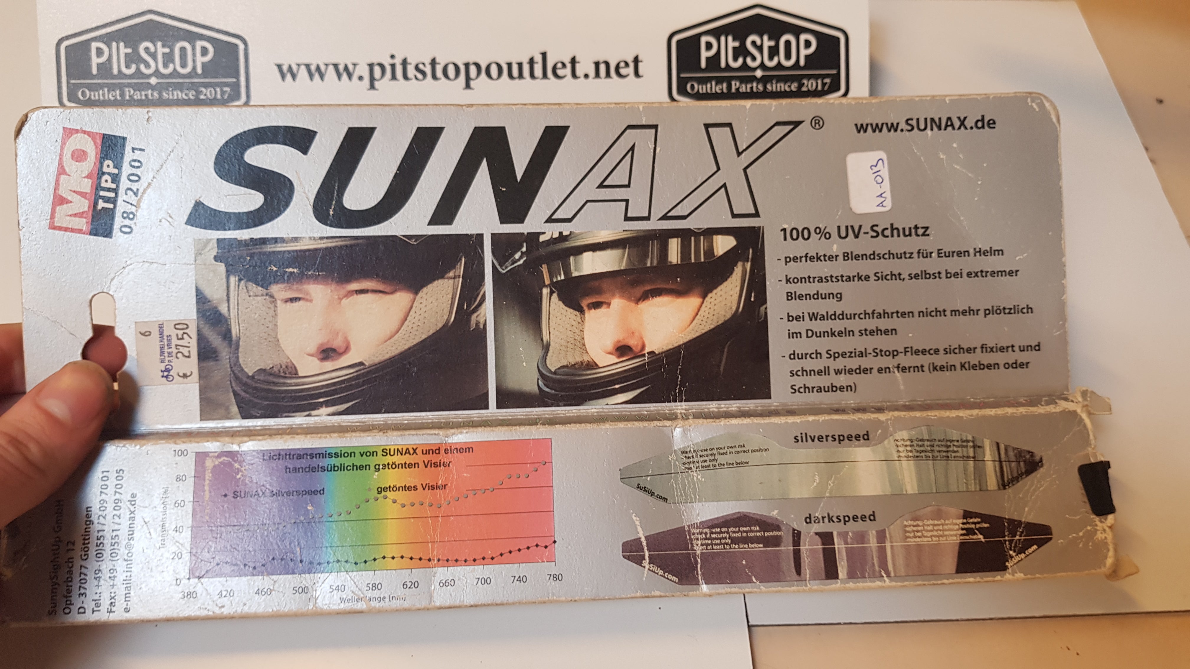 Zonnebril strip voor helm