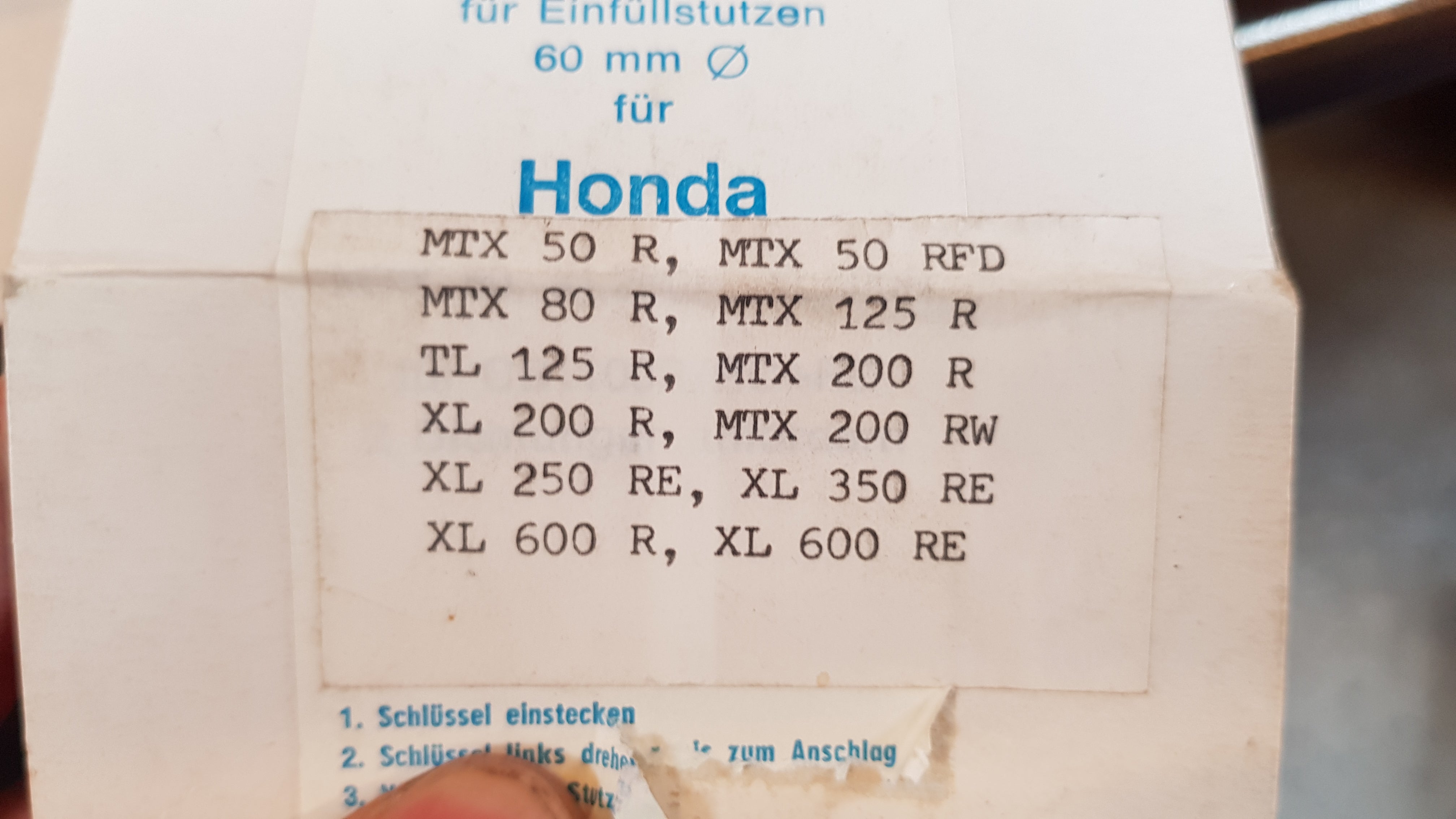 Tankdop Honda MTX en XL