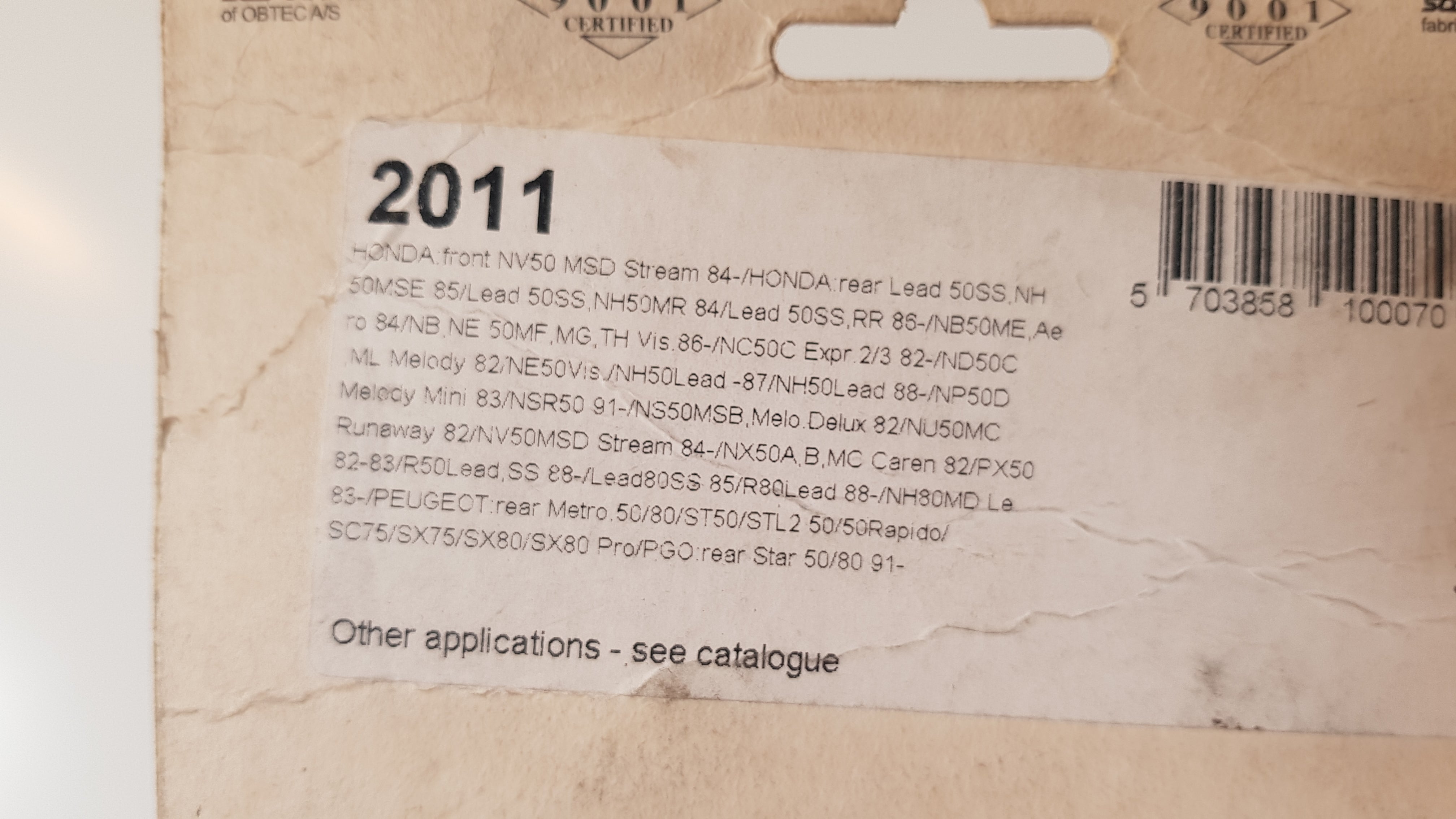 Remschoenen Peugeot, PGO, Honda (Div. Modellen)